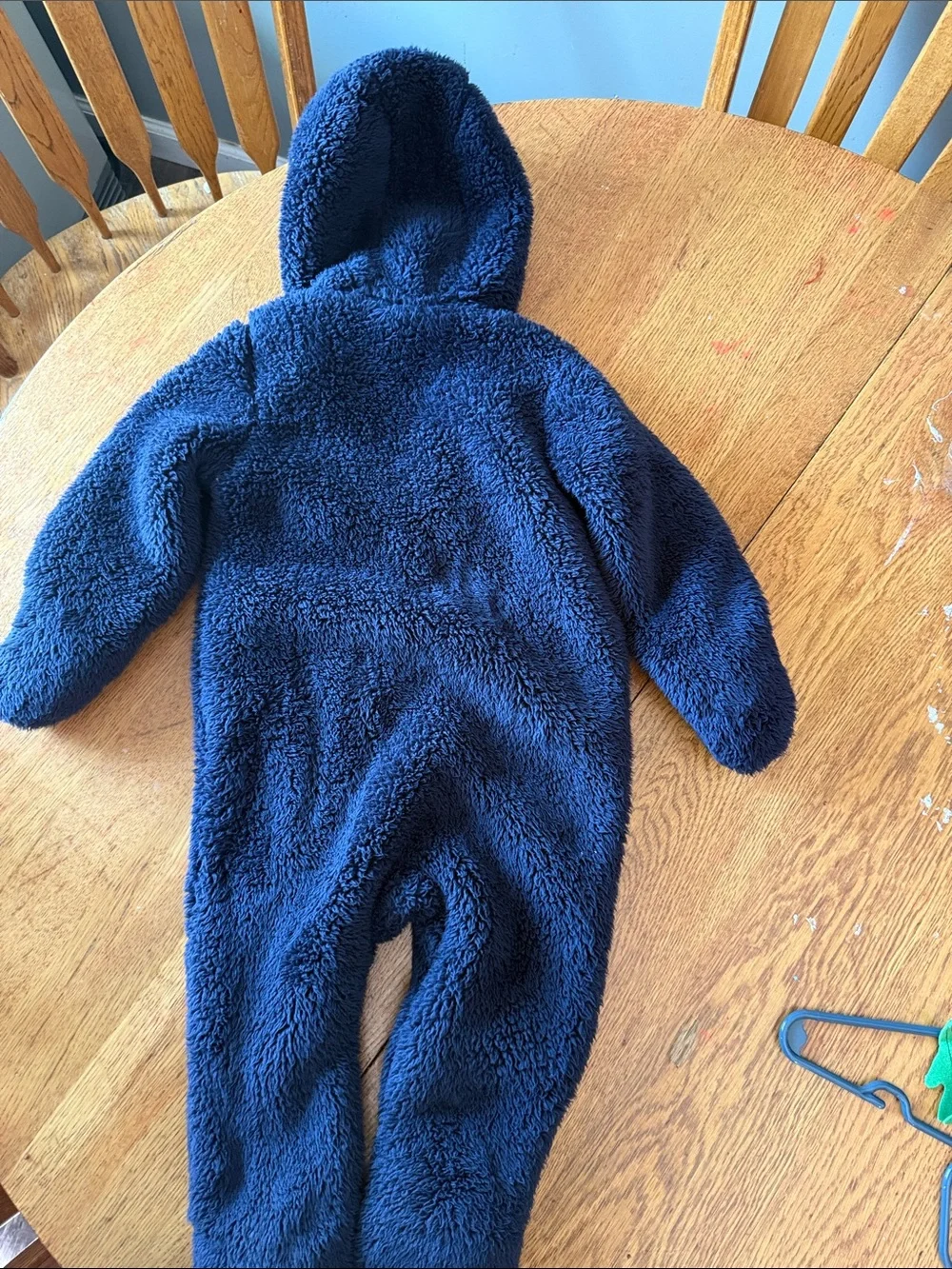Snozu Navy Blue Sherpa Hooded One-Piece Footie with Aqua Trim