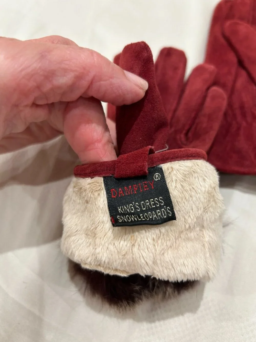Leather Gloves - Burgundy with Fur