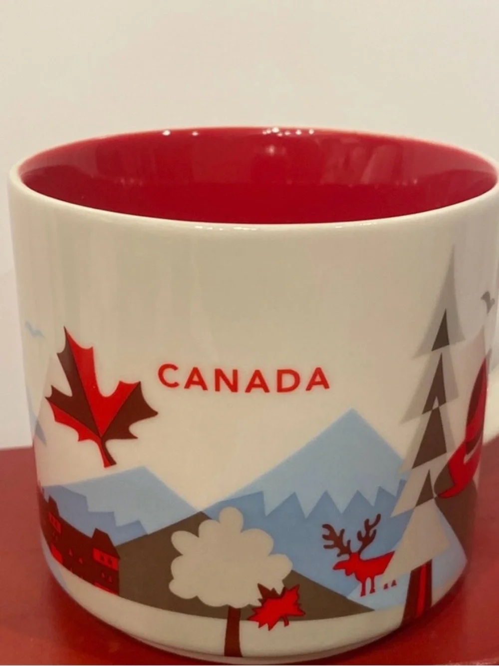 Starbucks Canada Red and White Scenic Ceramic Mug