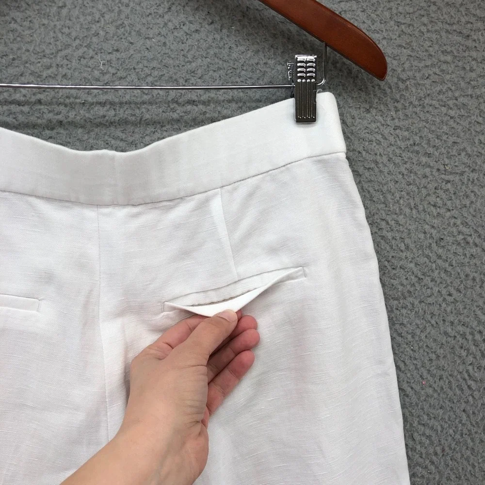 Wilfred Linen Pants Womens 8 Wide Leg High‎ Rise White Classic Beach Resortwear