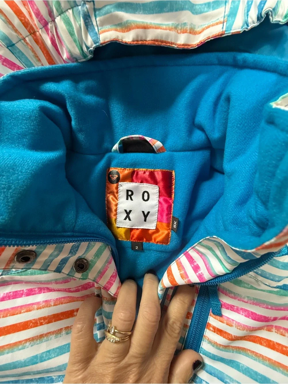 Roxy Girls Striped Snowsuit 2T in Turquoise, Pink, Orange, White
