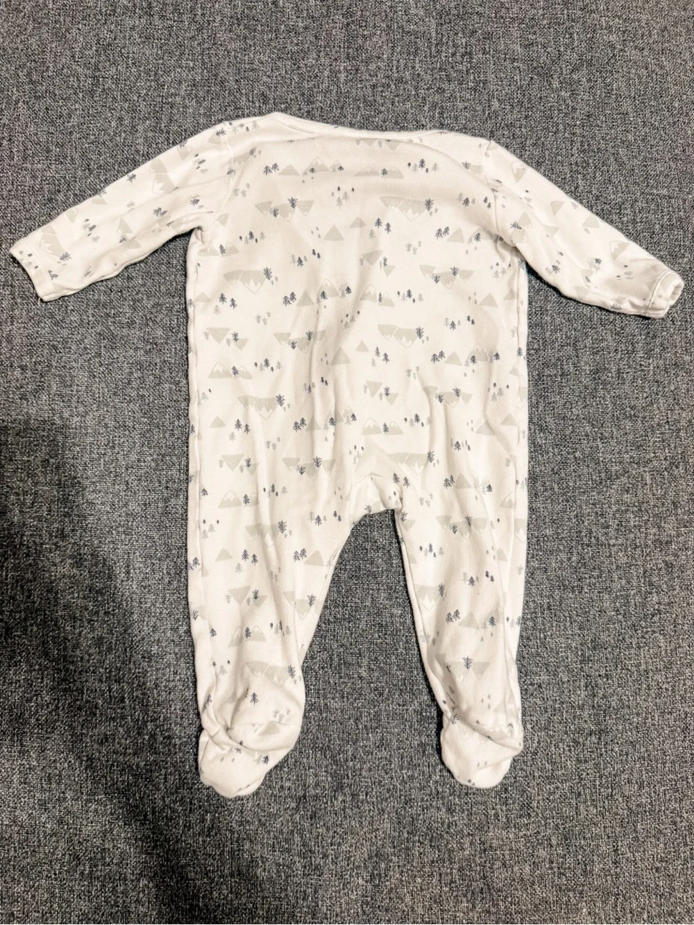 Nordstrom Baby Cream Footed One-Piece with Gray Tree & Mountain Print