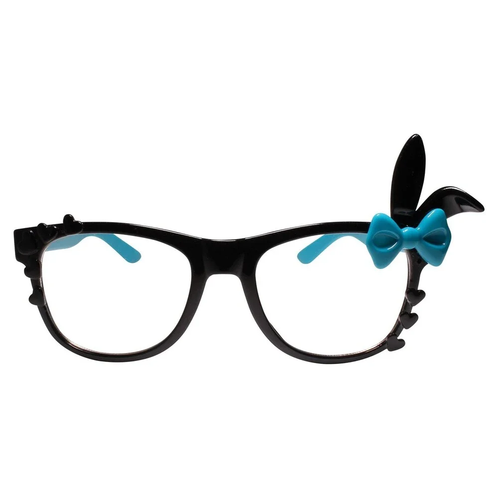 Decorative Black and Teal Bow Cat-Eye Reading Glasses
