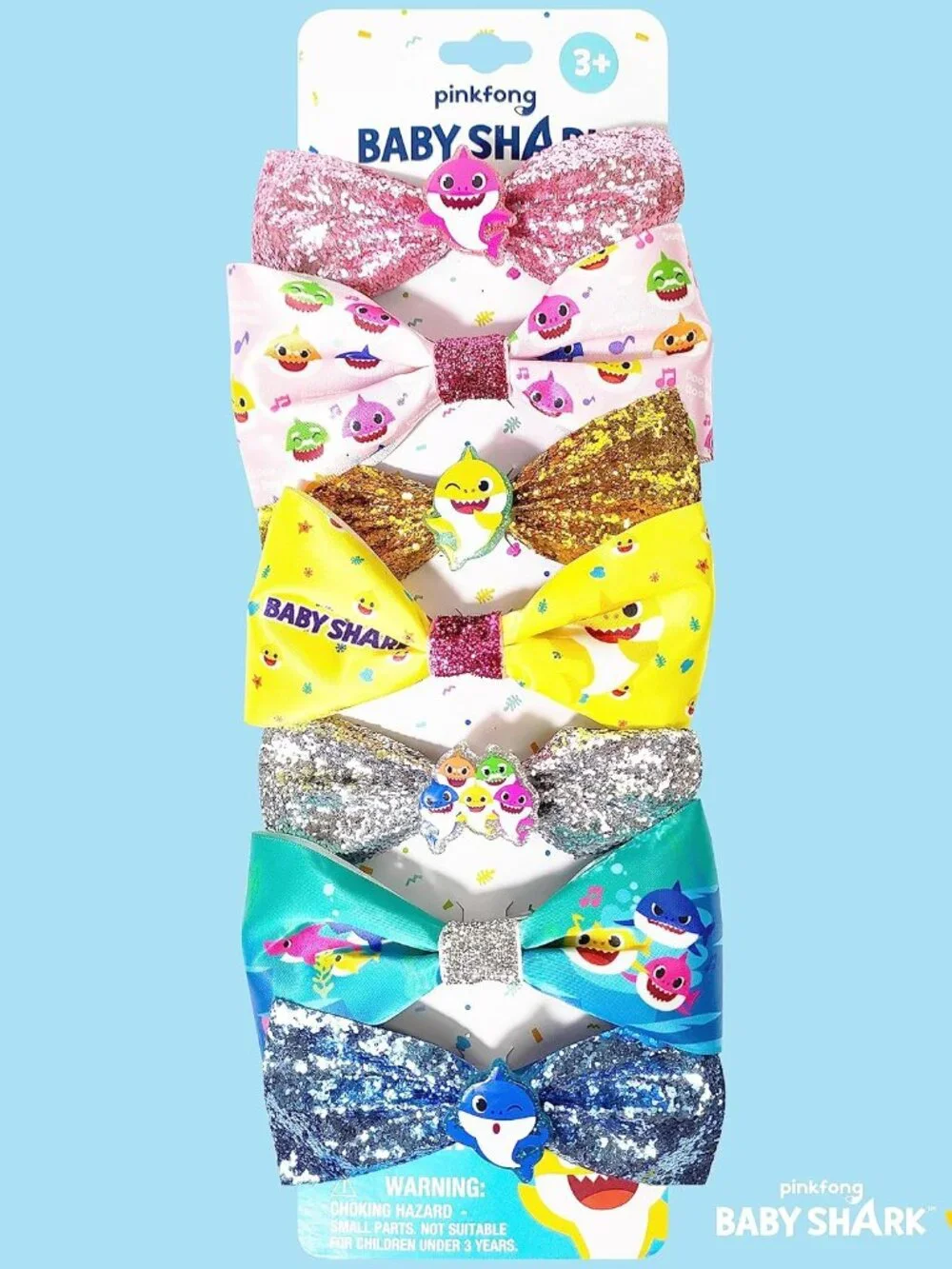 Baby Shark Kids Hair Bows - Hair Accessories Gift Set - 7 Pcs 4 Inch Bundle - Ha