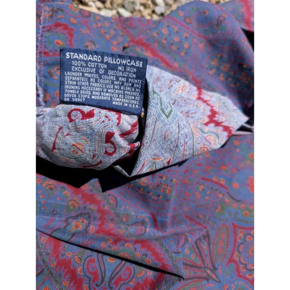 Vintage Ralph Lauren Retro Paisley Colored Standard Pillowcase Cotton RN 14927