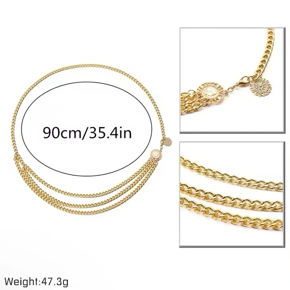 Gold Chain Waist Belt - Layered Draped Design