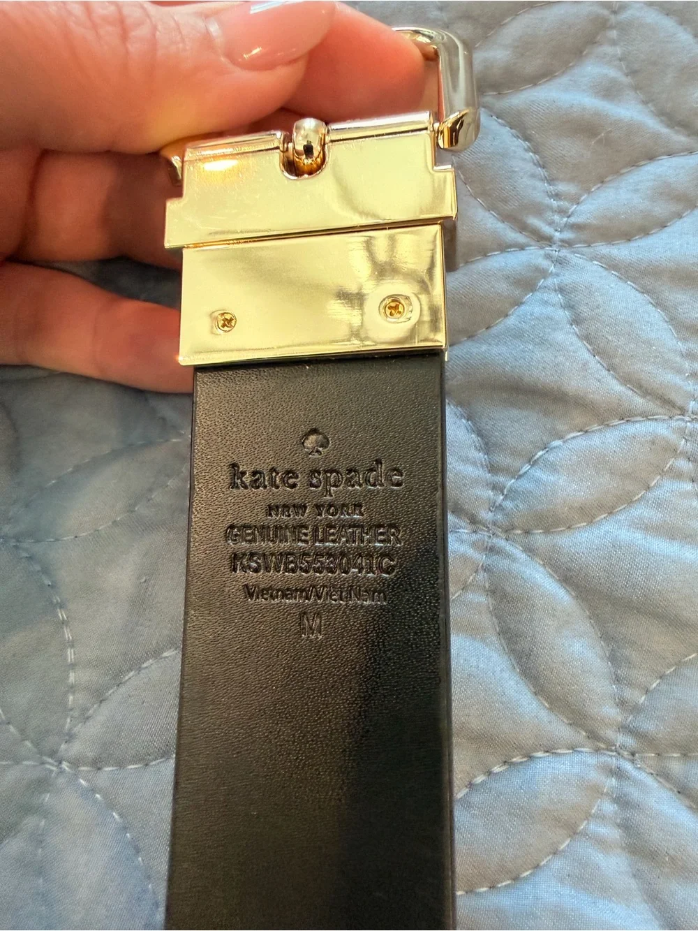 kate spade Red/Black Patent Leather Belt with Gold Buckle