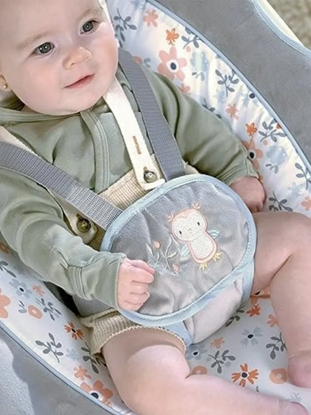 Baby Swing Gray Pink Rotating Seat 5 Speeds 20 Melodies