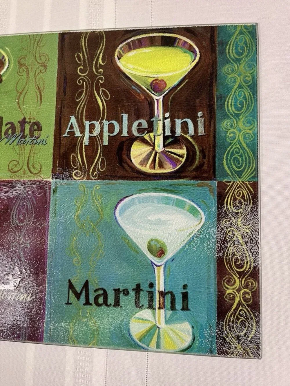 Y2K Cocktail Martini Glass Cutting Board Appletini Mojito Retro Bar Maximalist