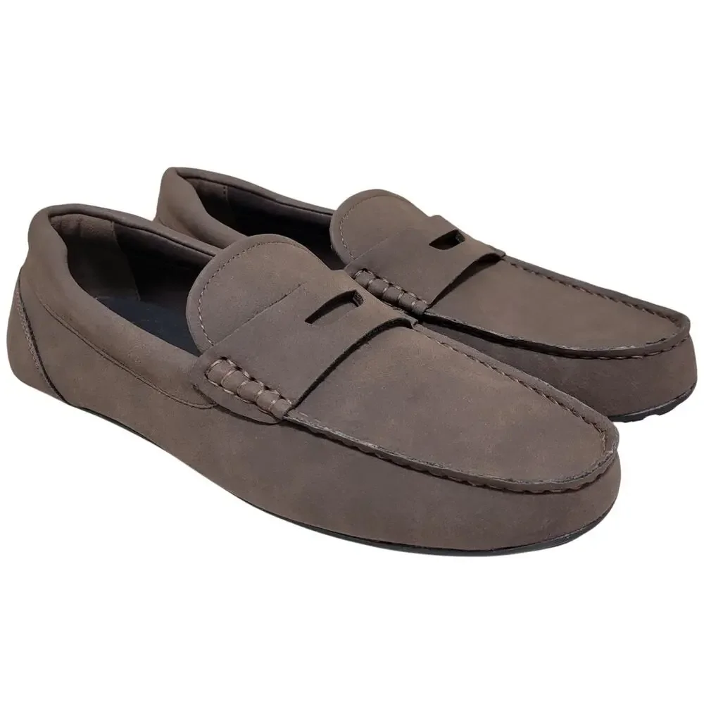 Alfani Men Marco PU Slip On Moc Toe Penny Loafers Size US 9M Brown Faux Suede