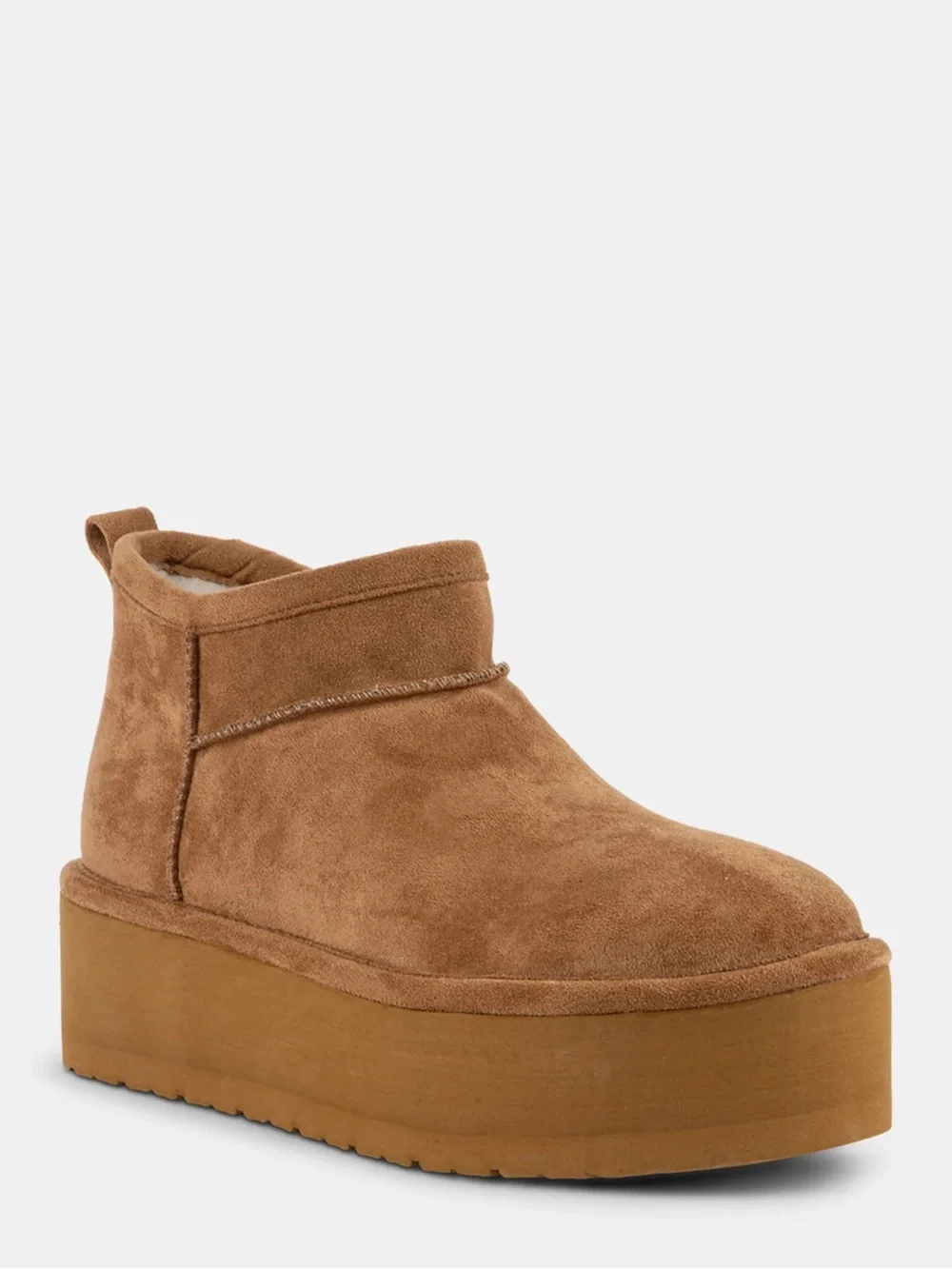 Madden Girl Embrace Suede Slip-On Platform Chestnut Mini Ankle Boots