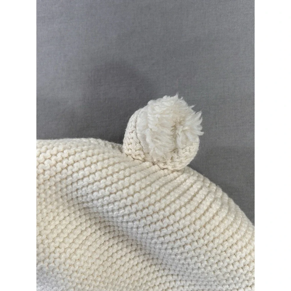 Gap Baby Bear Cotton Knit Beanie Sherpa Lining Baby 18-24 Months With Chin Strap