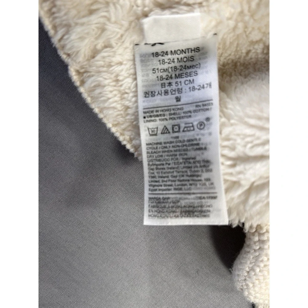 Gap Baby Bear Cotton Knit Beanie Sherpa Lining Baby 18-24 Months With Chin Strap