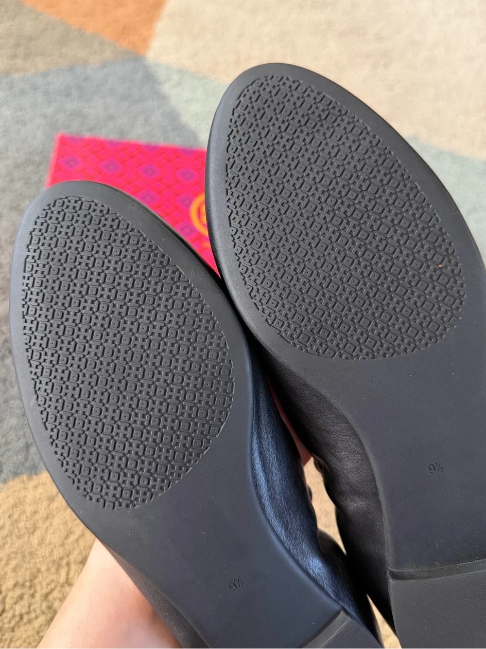 Tory Burch Black Classic Sheep Blossom Ballet Flats