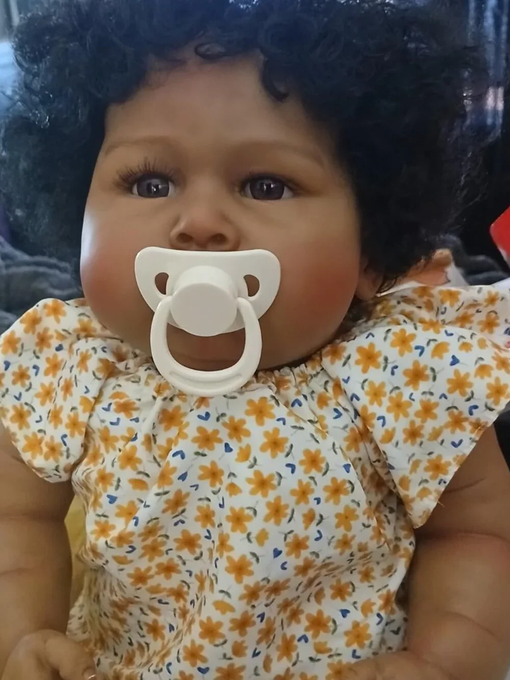 24 Inch Reborn Baby Doll Black Girl Silicone Vinyl Cloth Body Lifelike Toddler