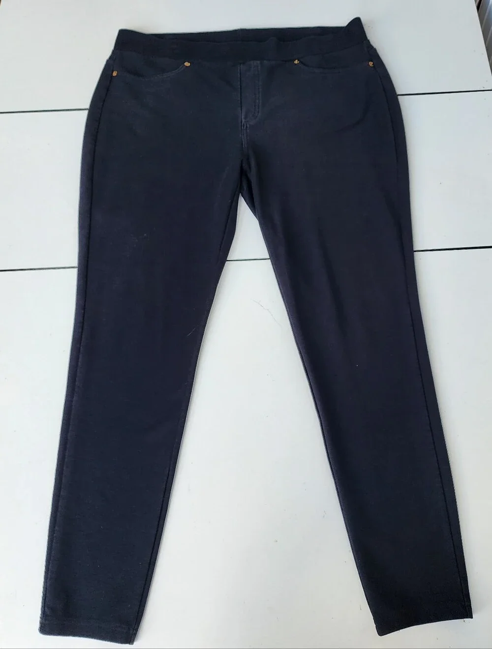 Michael Kors Womens Black Stretch Knit Pull on Jegging Pants Cotton Blend XL