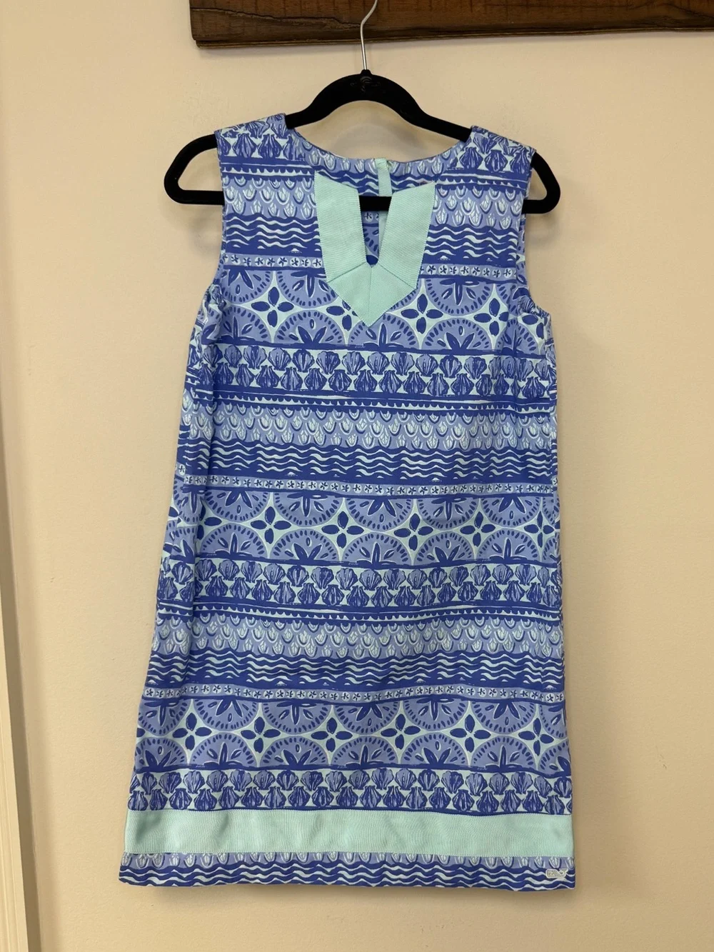Vineyard Vines: Girls Shell All Over Stripe Shift Dress, Blue / White, Size 8