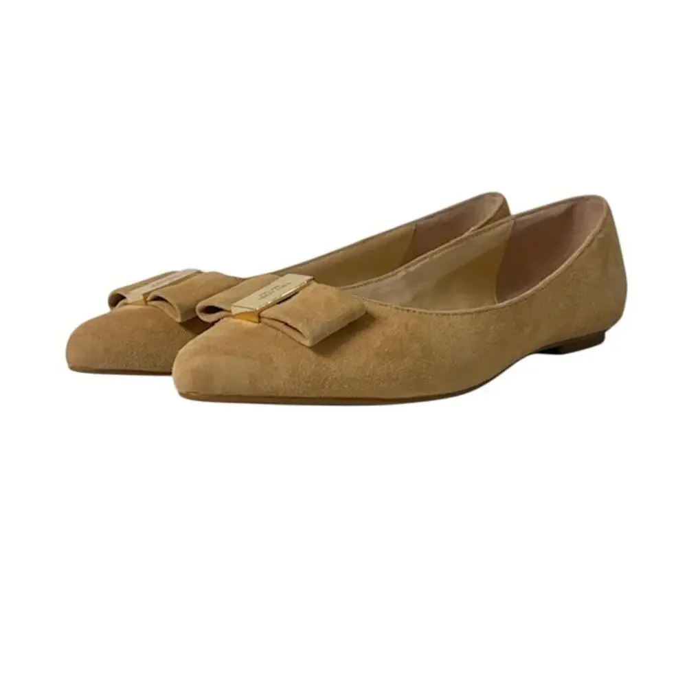 KATE SPADE Nora Suede Pointed Toe Bow Tan Flat  | 7