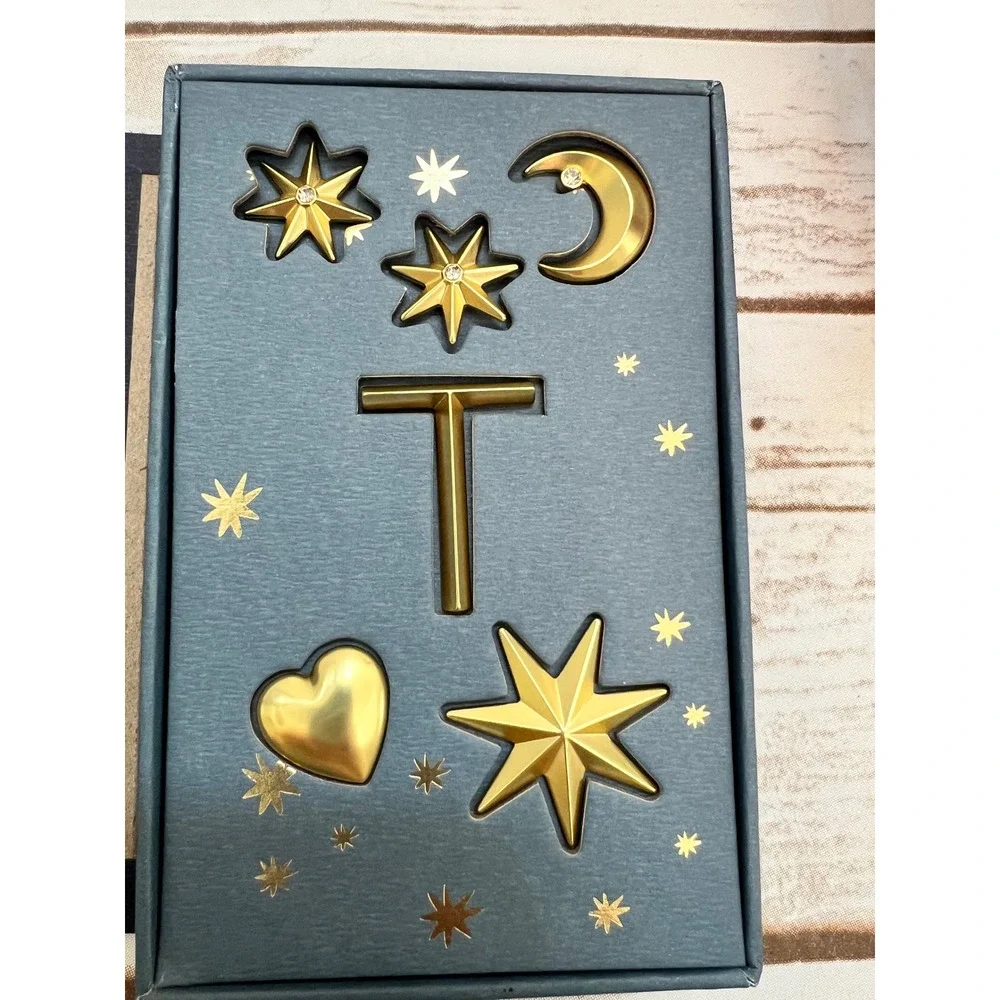 Anthropologie Candle Charms Gold Celestial Letter T Love Heart Set‎ of 2 OS