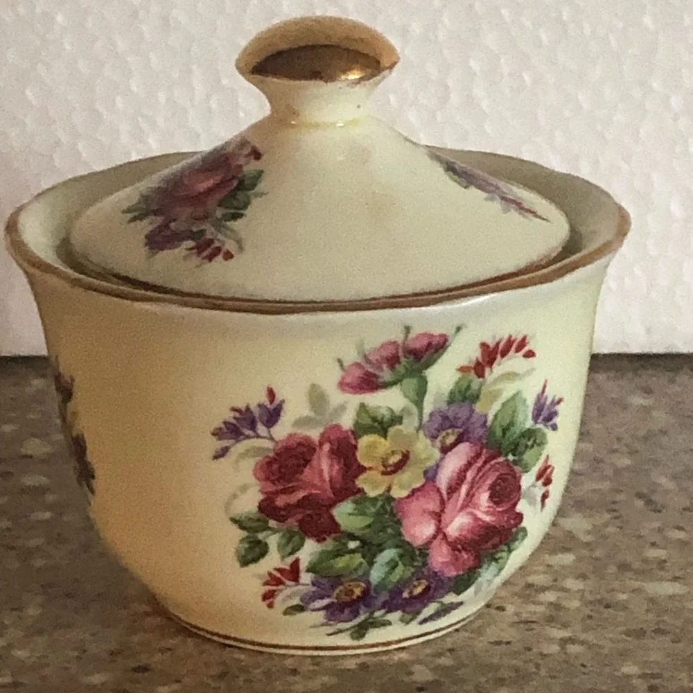 Antique Royal Stuart Sugar Bowl with Lid Fine Bone China, England