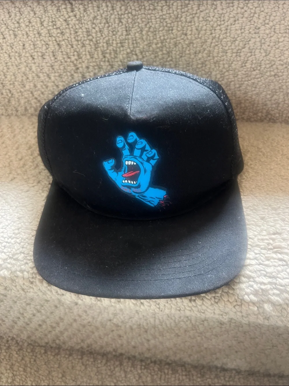 Kids Black Trucker Hat with Blue Graphic