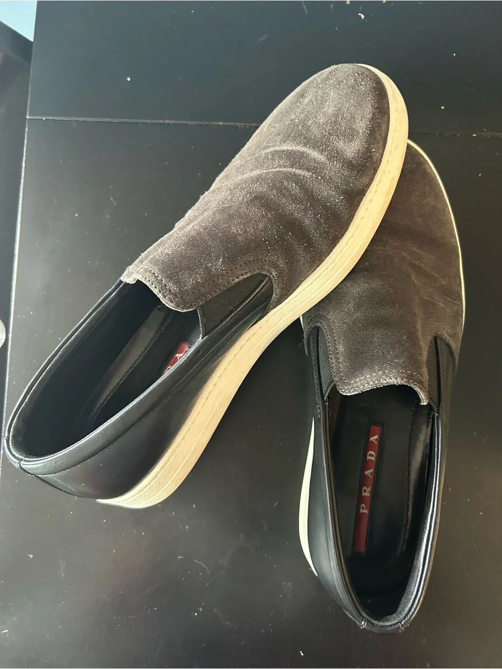 Prada grey suede