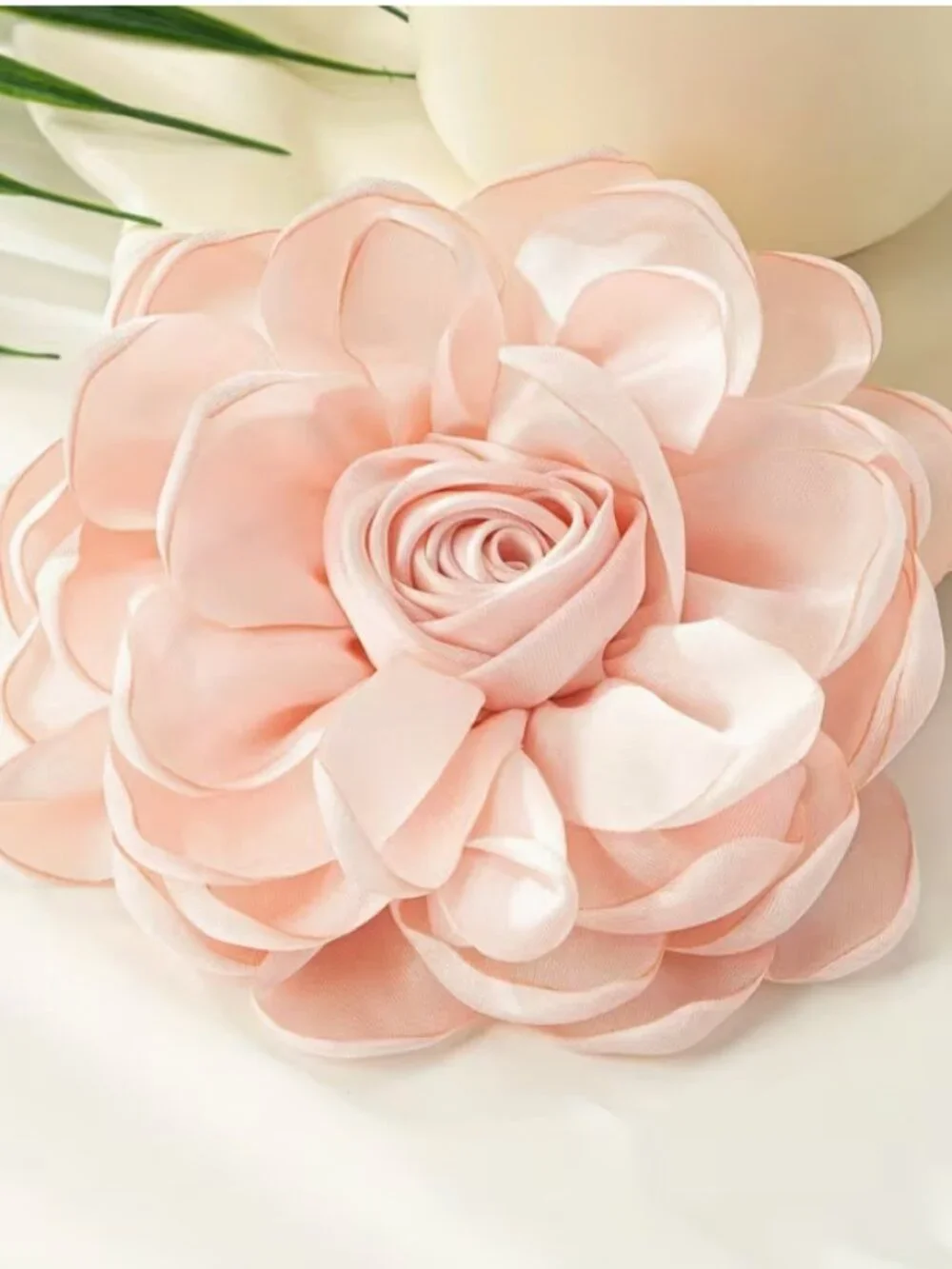 Satin Floral Brooch in Petal Pink
