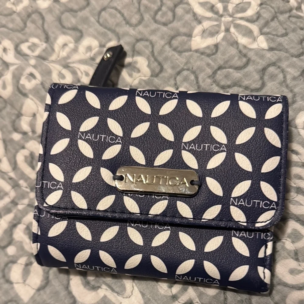 Nautica Blue and White Geometric Wallet