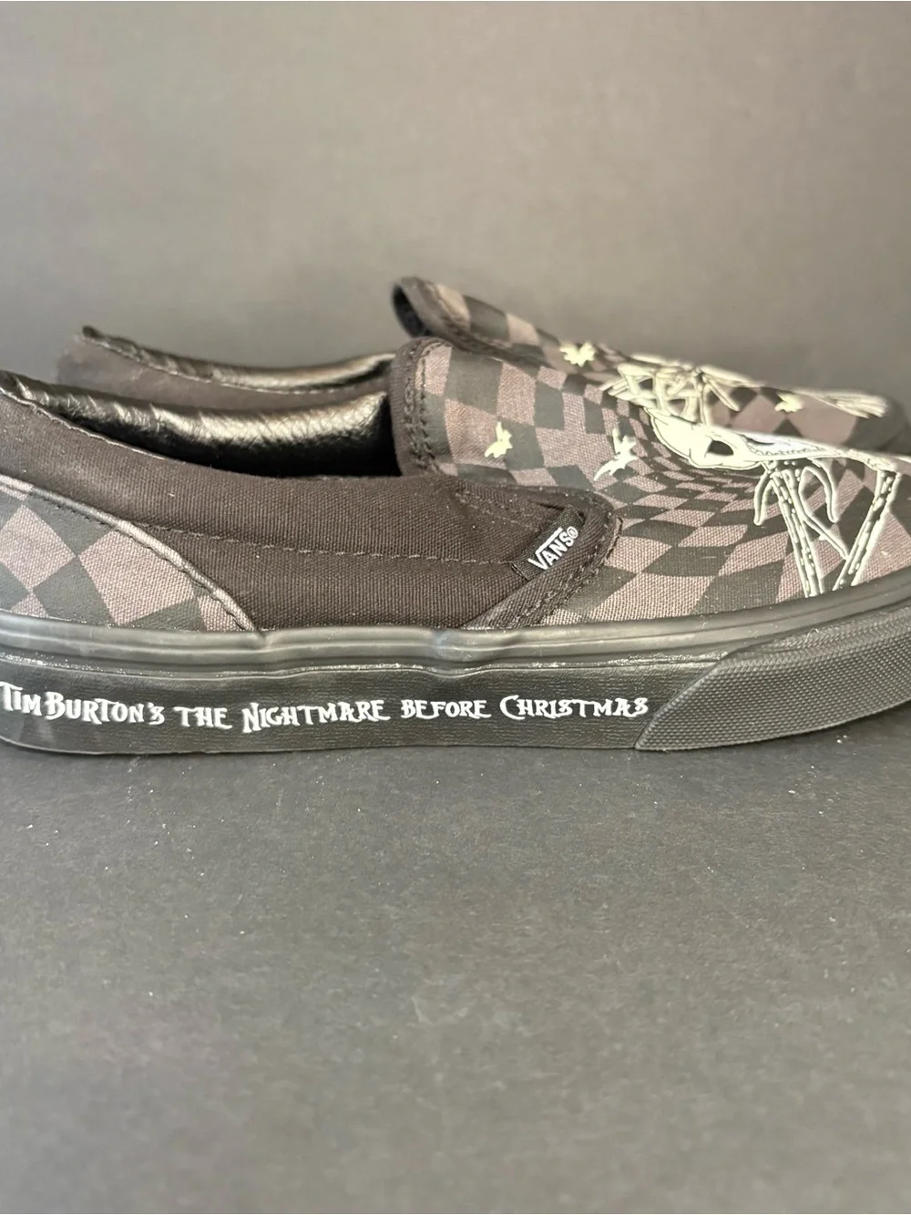 Vans Kids Slip-On Sneakers with Jack Skellington Graphic - Black and Gray