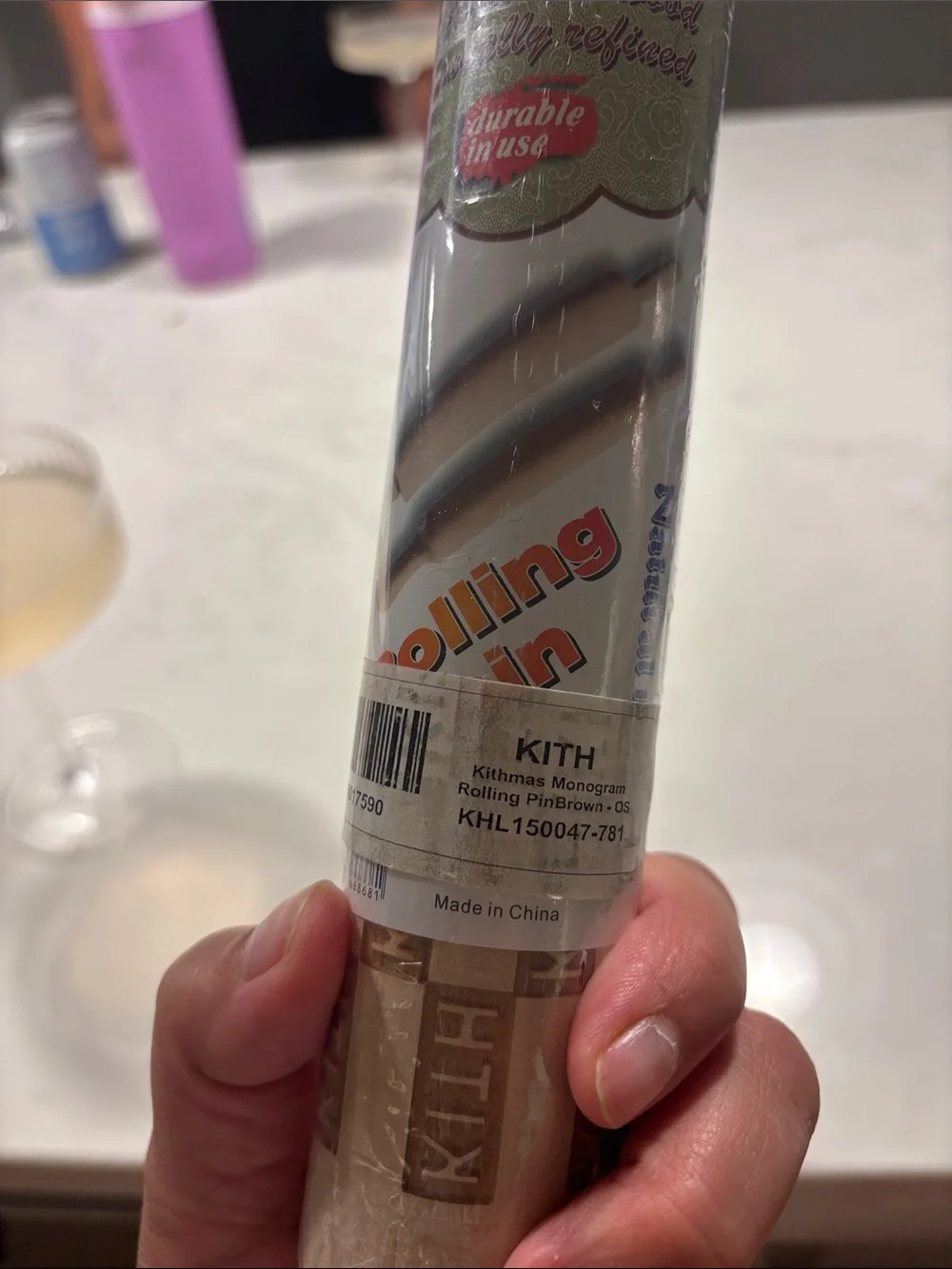 Kith Wooden Embossed Rolling Pin in Natural Wood Tone kithmas