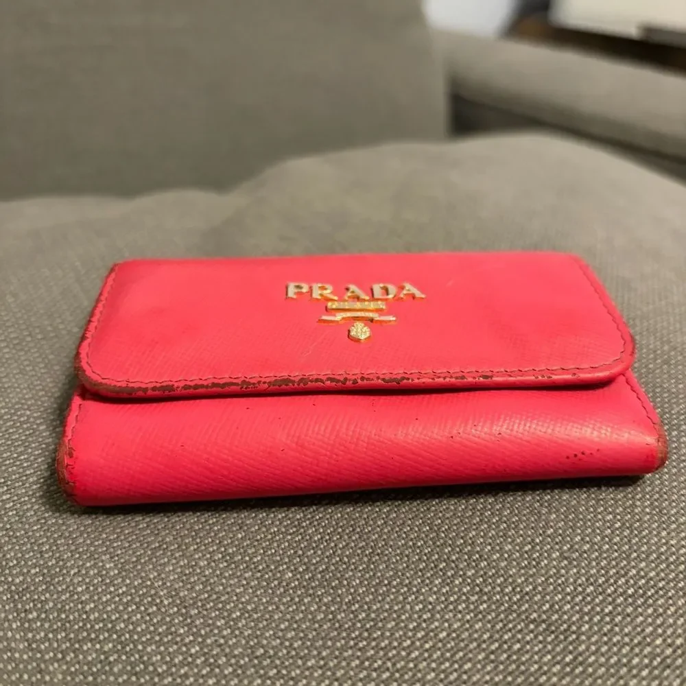 Prada Pink Saffiano Leather Key Case - Peony Pink - Authentic