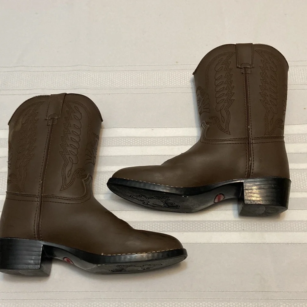 Durango Western Dark Brown Boys Cowboy Boots - Excellent Used Condition- Size 3
