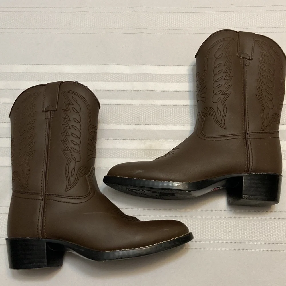 Durango Western Dark Brown Boys Cowboy Boots - Excellent Used Condition- Size 3