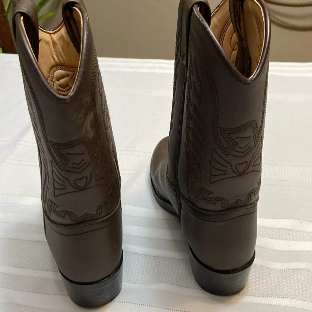 Durango Western Dark Brown Boys Cowboy Boots - Excellent Used Condition- Size 3