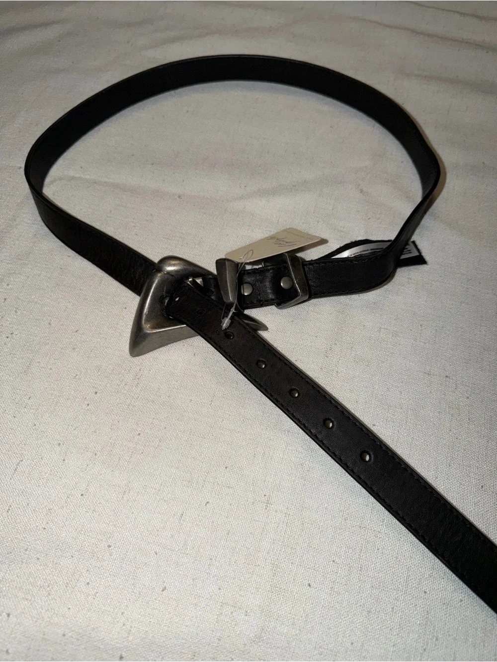 Free People Woman’s  Black Leather Belt with Metal  Buckle Size S/M NWT