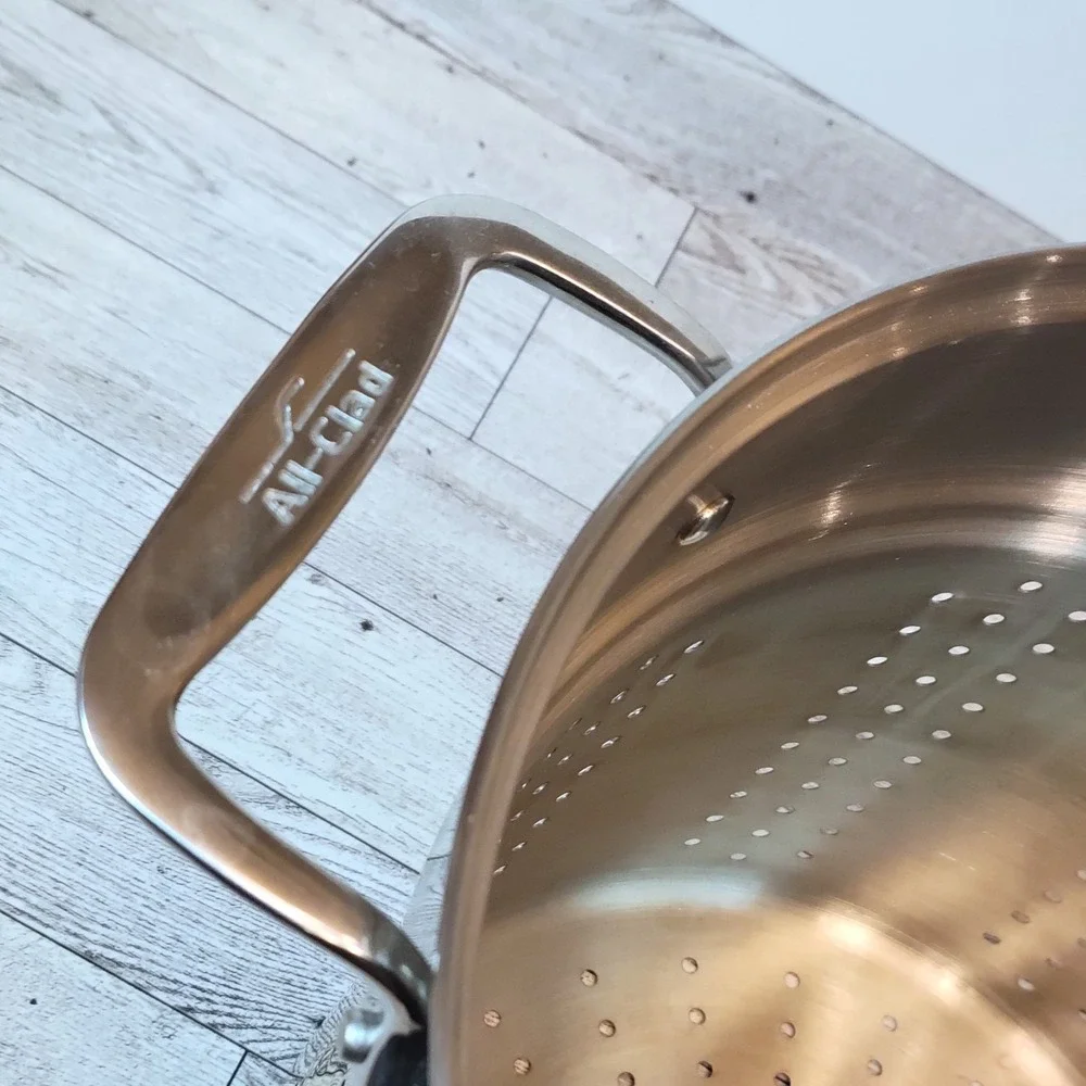 All-Clad 2pc Multi-Pot Stainless Steel Stock Strainer & Steamer Insert 12qt READ