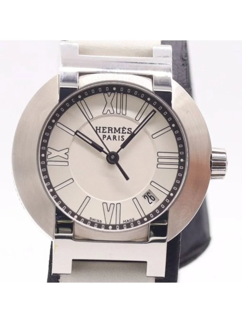 Hermes Nomade Electromagnetic Balance Date Silver Dial Watch