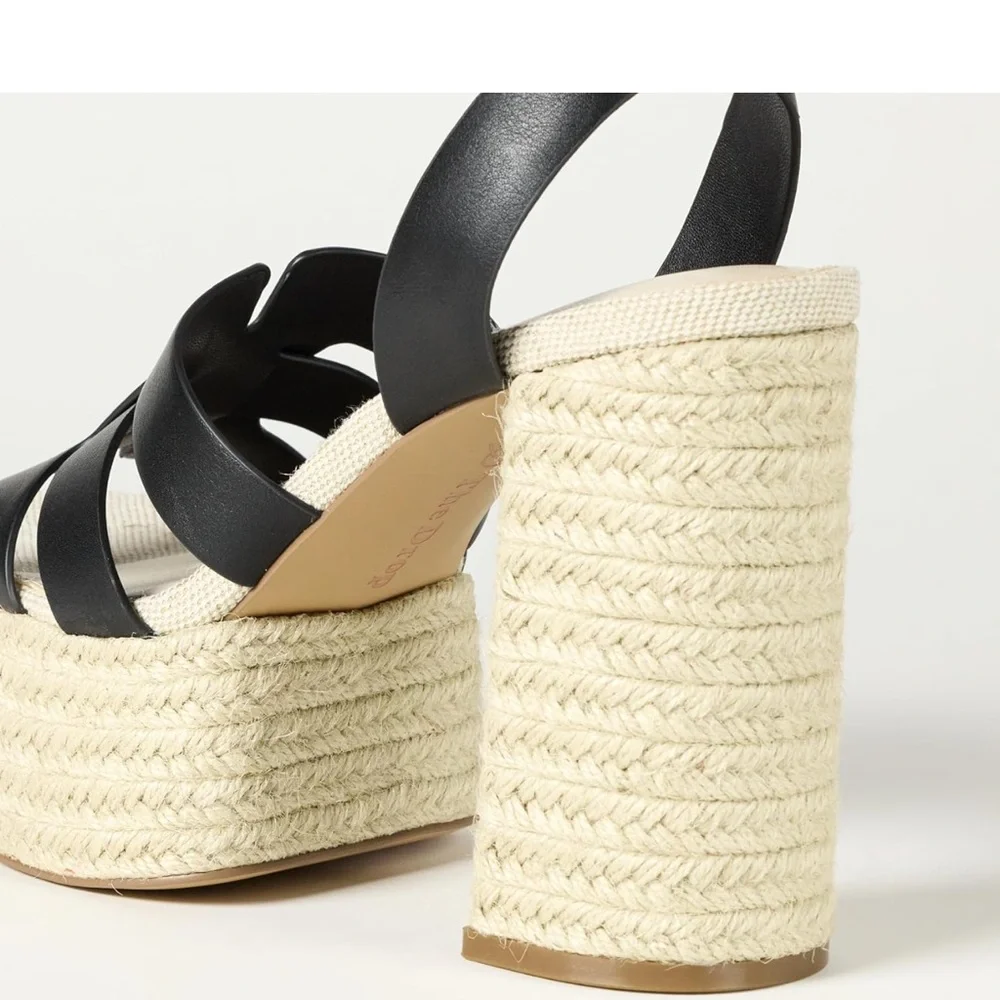 The Drop ‘Bea’ woven black and tan platform heel NEW with tags size 12