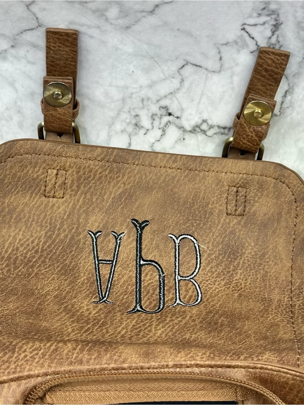 Brown Leopard Print Mini Backpack with Monogram Accent