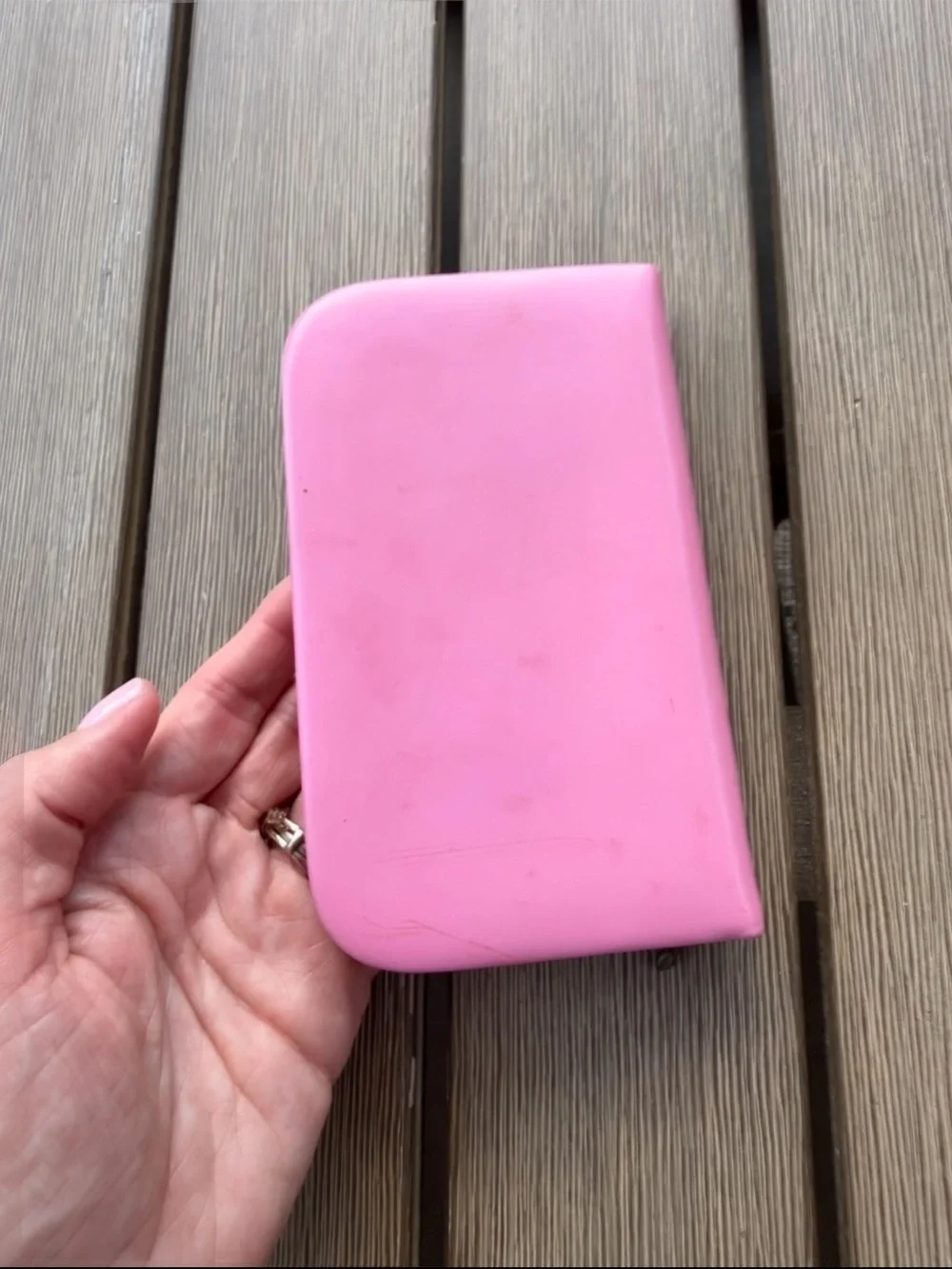 Vintage Pink Topgrain Cowhide Manicure Grooming Set Made in Western Germany