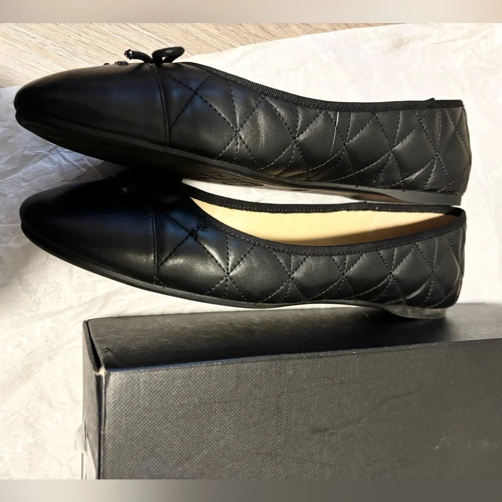 Coach Black Allyson Quilted Flats with Bow