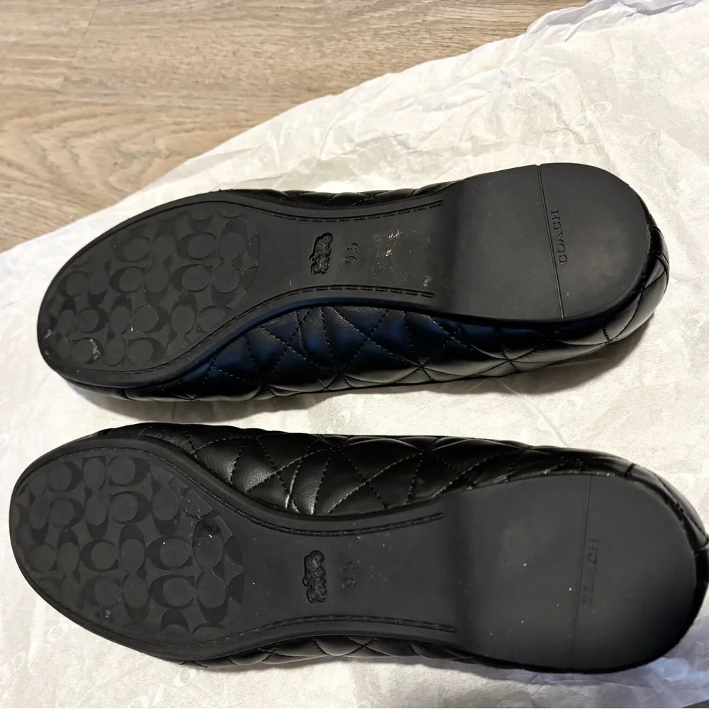Coach Black Allyson Quilted Flats with Bow