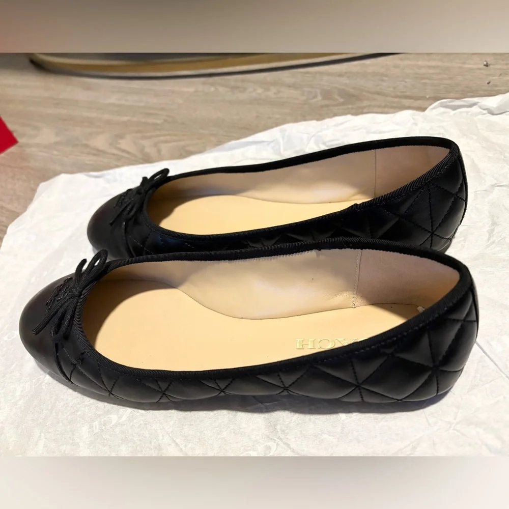 Coach Black Allyson Quilted Flats with Bow