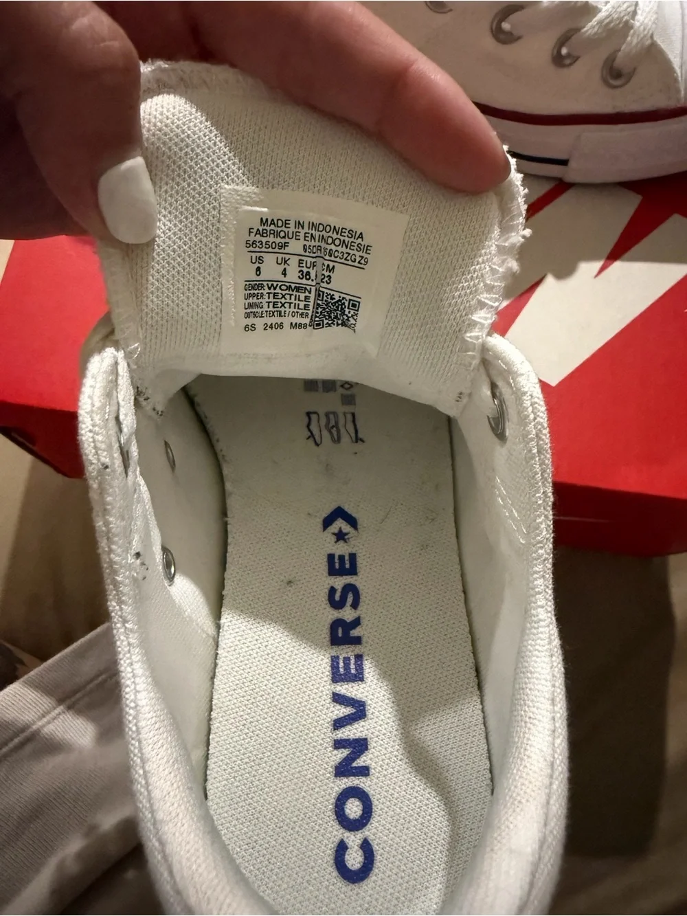 Converse red white sole