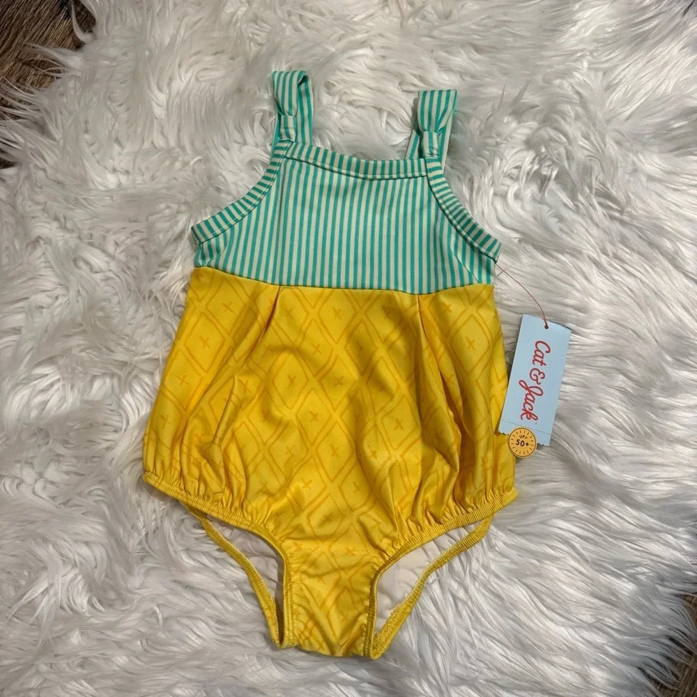 Cat‎ & Jack Pineapple One Piece Swimsuit Girls 2T NWT