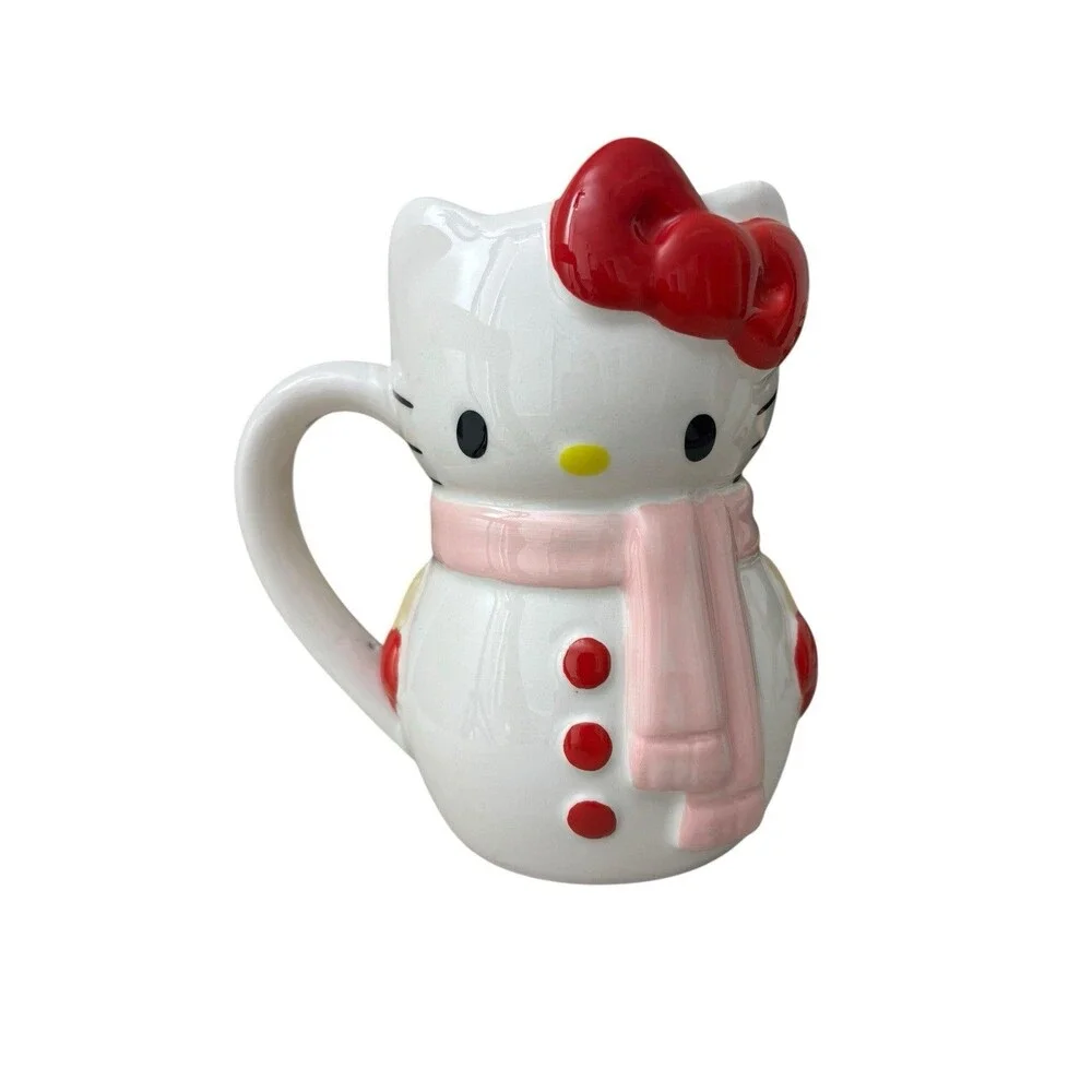 Sanrio Hello Kitty Snowman 20 Ounce 3D Sculpted Ceramic‎ Mug Holiday Christmas