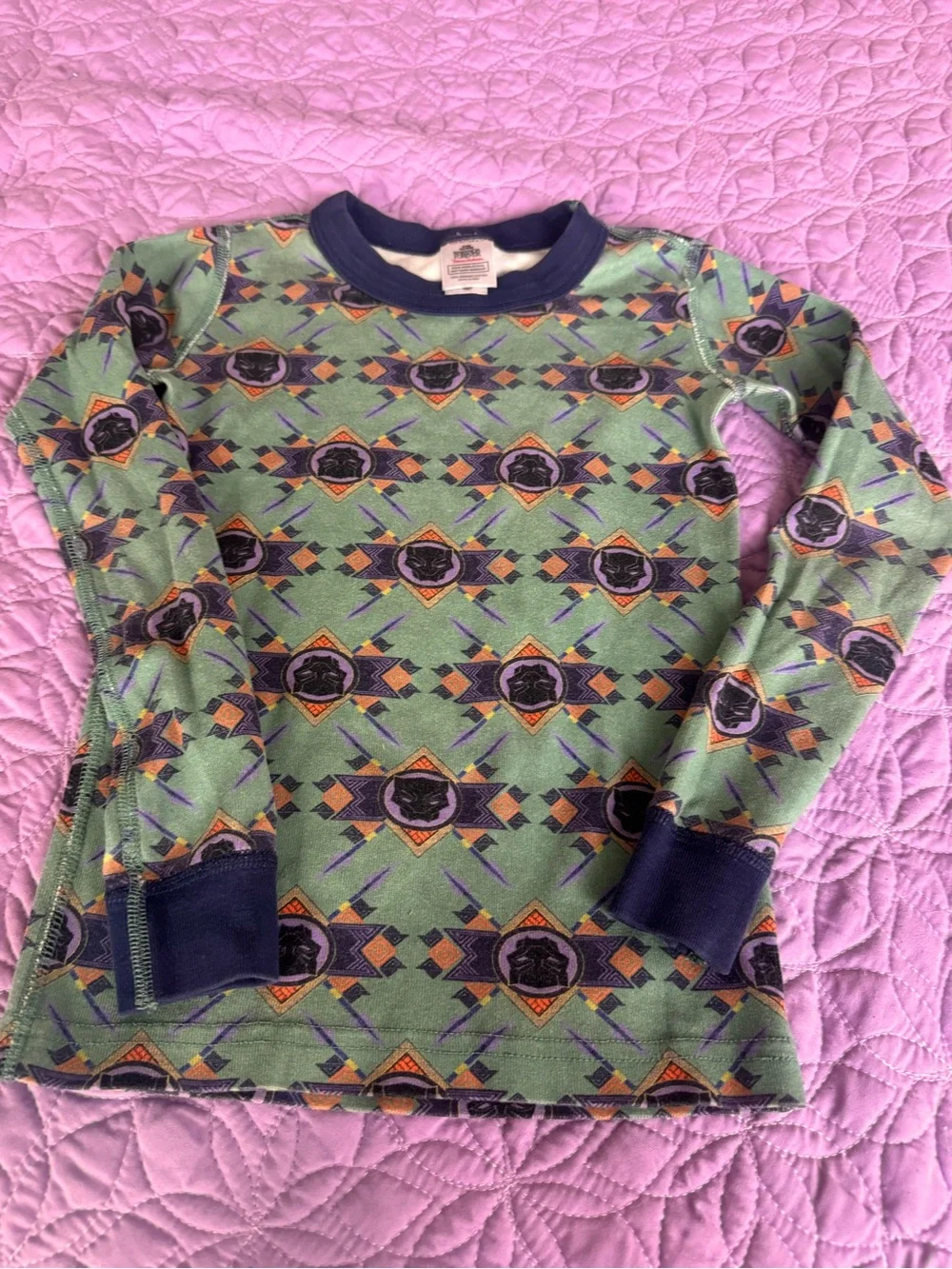 Kids Green Patterned Long-Sleeve Top