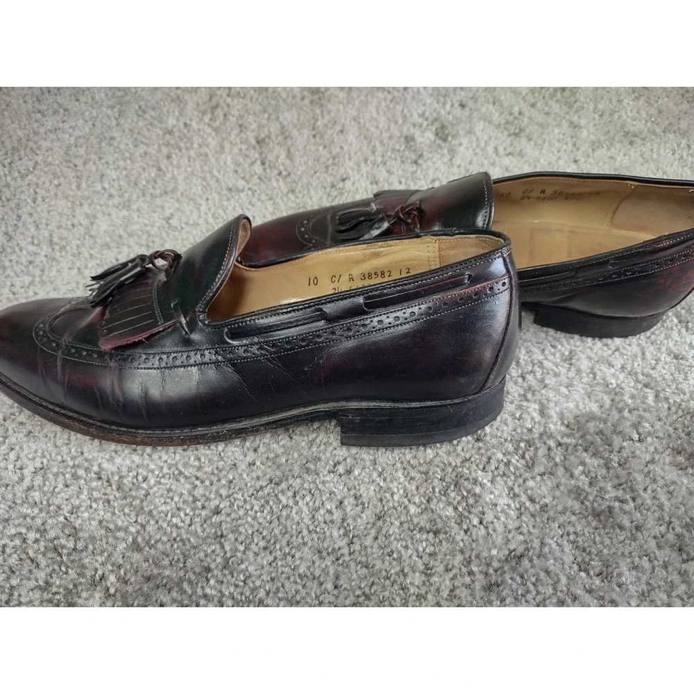 Johnston Murphy Mens Loafer Size 10  Burgundy‎ Wingtip Tassel Kiltie Dress Shoe