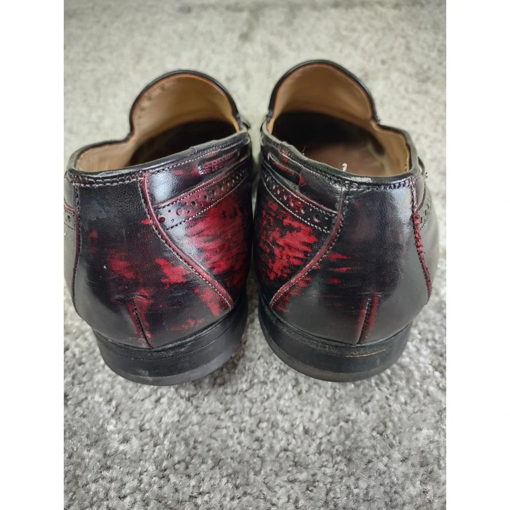 Johnston Murphy Mens Loafer Size 10  Burgundy‎ Wingtip Tassel Kiltie Dress Shoe
