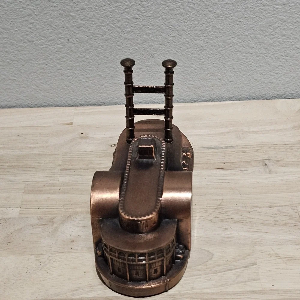 Vintage Banthrico Copper Tone Metal Steamboat Coin Bank